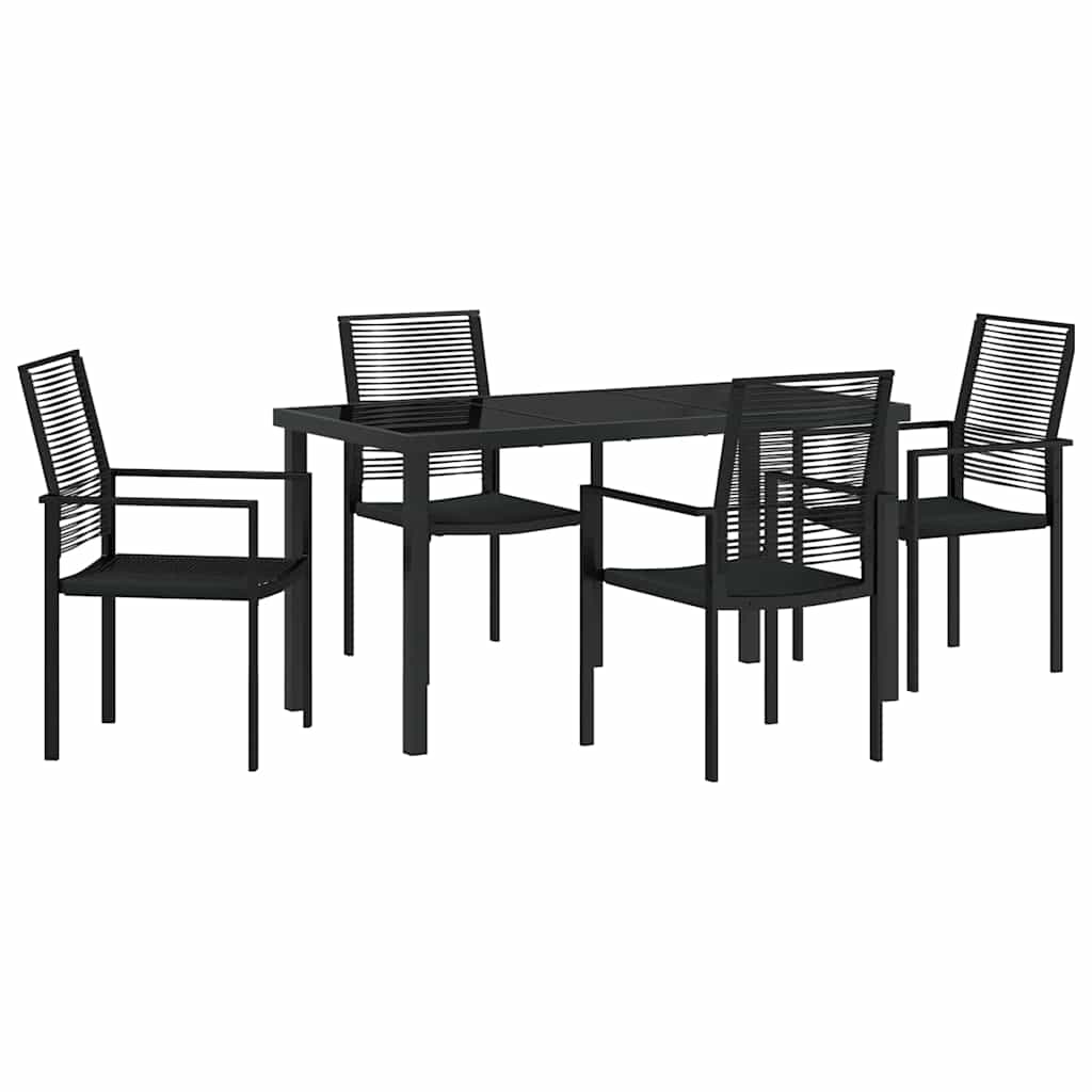 Hage Spisegruppe 5 pcs Svart Pulverlakkert stål