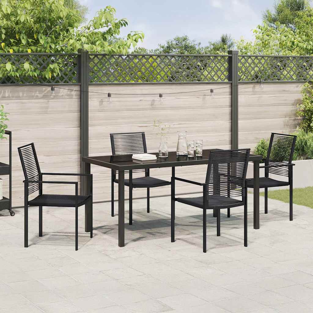Hage Spisegruppe 5 pcs Svart Pulverlakkert stål