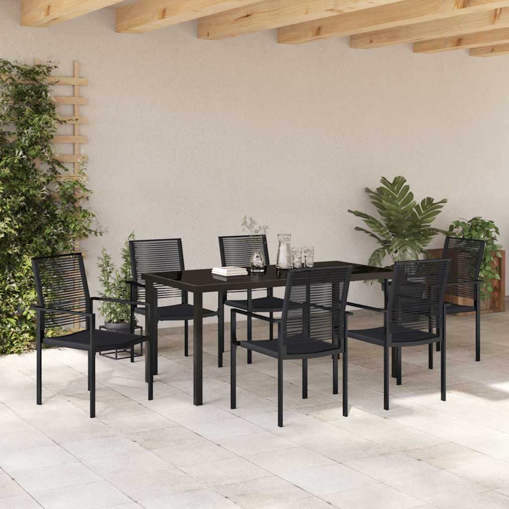 Hage Spisegruppe 7 pcs Svart Pulverlakkert stål
