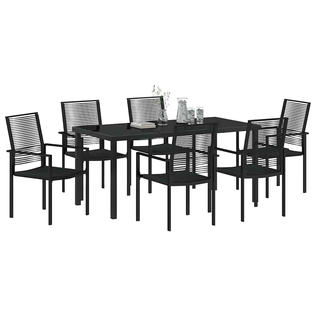 Hage Spisegruppe 7 pcs Svart Pulverlakkert stål