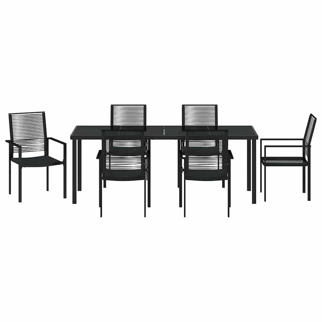 Hage Spisegruppe 7 pcs Svart Pulverlakkert stål