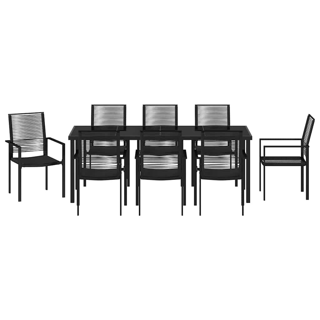 Hage Spisegruppe 9 pcs Svart Pulverlakkert stål