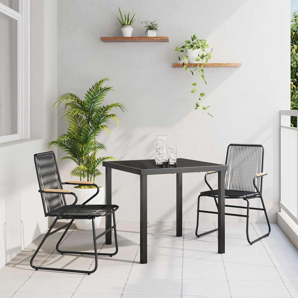 Hage Spisegruppe 3 pcs Svart Pulverlakkert stål