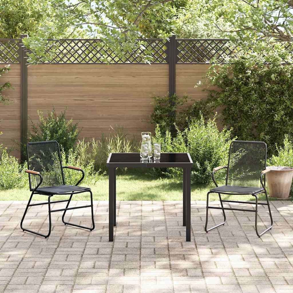 Hage Spisegruppe 3 pcs Svart Pulverlakkert stål
