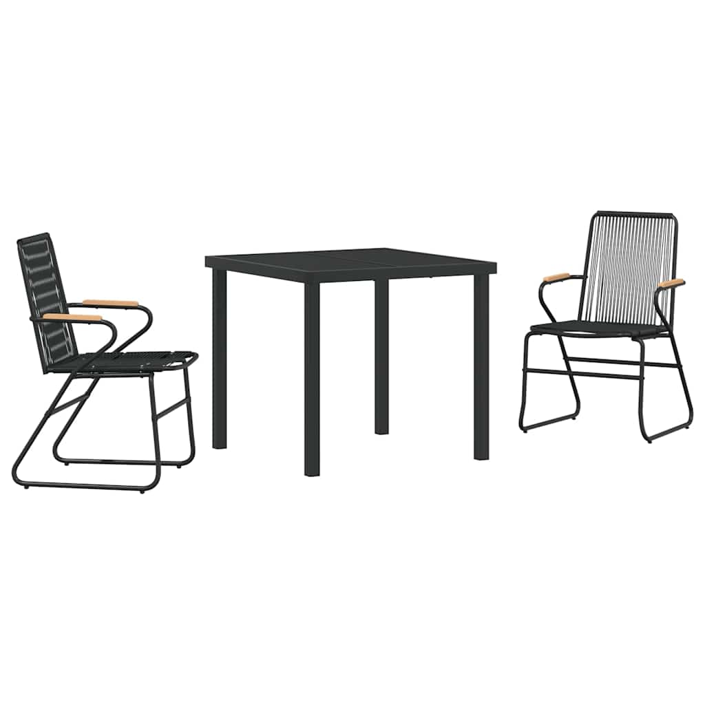 Hage Spisegruppe 3 pcs Svart Pulverlakkert stål