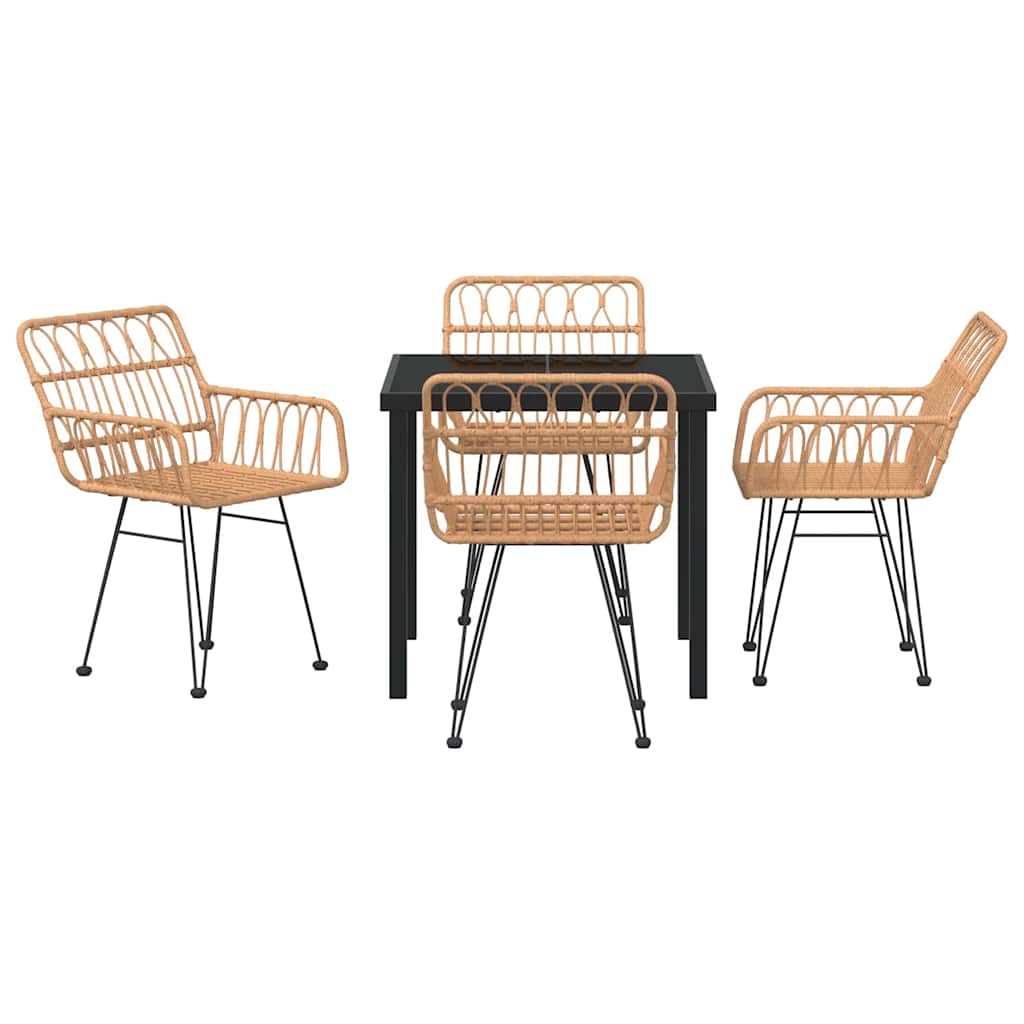Hage Spisegruppe 5 pcs Brun Pulverlakkert stål