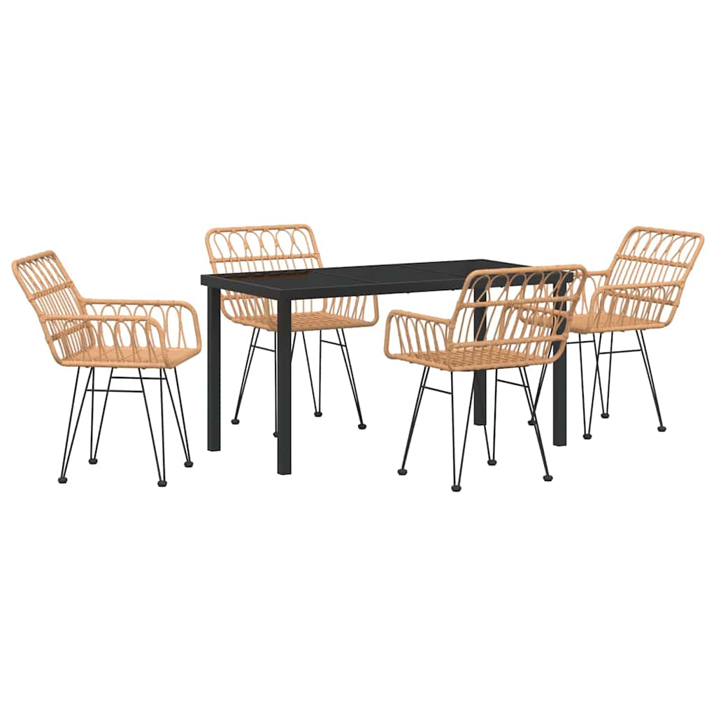 Hage Spisegruppe 5 pcs Brun Pulverlakkert stål