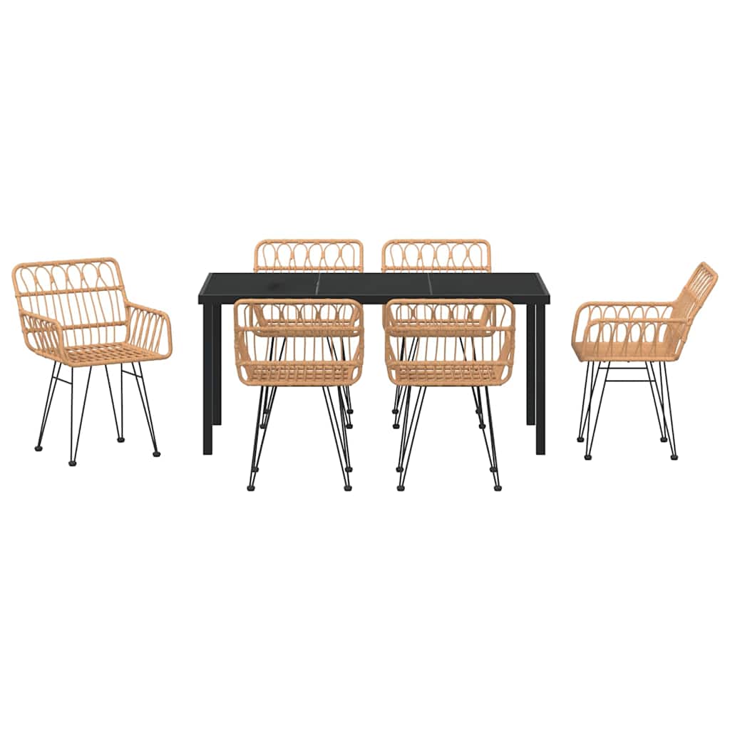 Hage Spisegruppe 7 pcs Brun Pulverlakkert stål