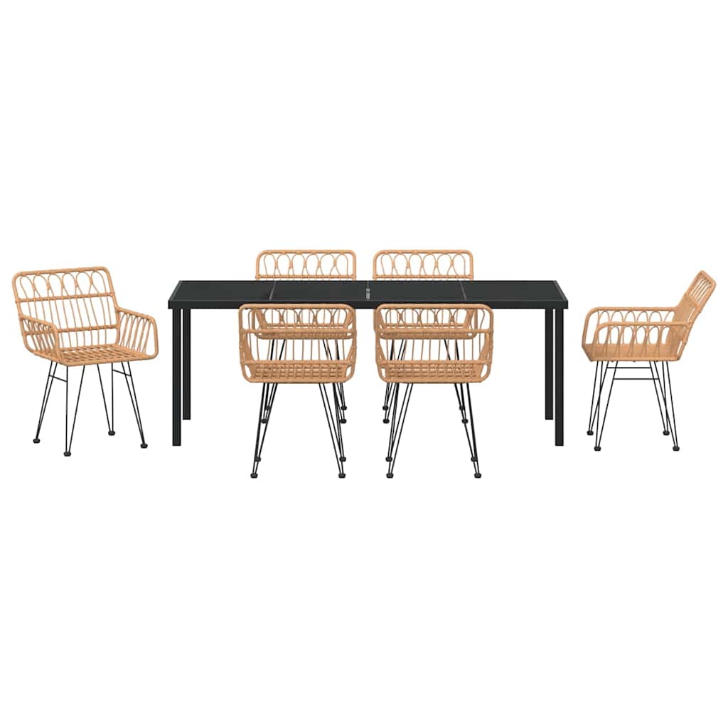 Hage Spisegruppe 7 pcs Brun Pulverlakkert stål