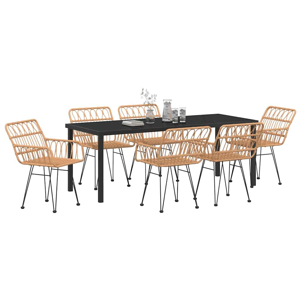 Hage Spisegruppe 7 pcs Brun Pulverlakkert stål