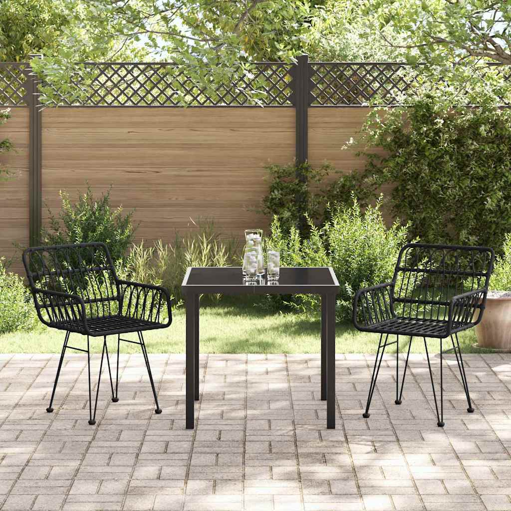 Hage Spisegruppe 3 pcs Svart Pulverlakkert stål