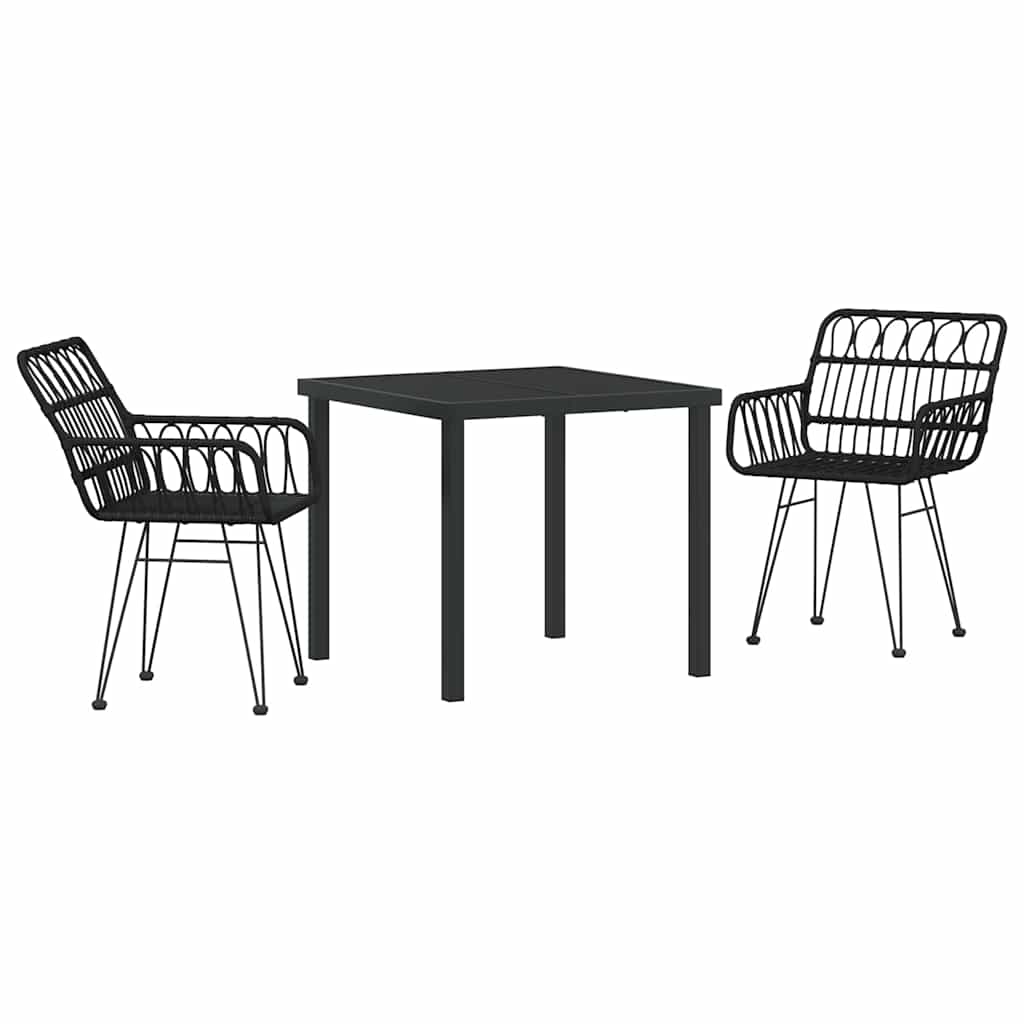 Hage Spisegruppe 3 pcs Svart Pulverlakkert stål