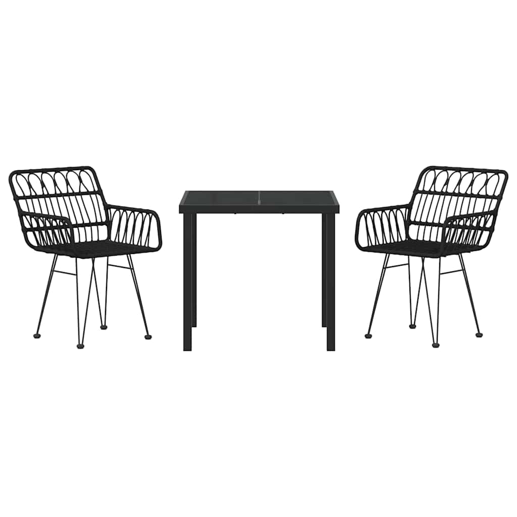 Hage Spisegruppe 3 pcs Svart Pulverlakkert stål