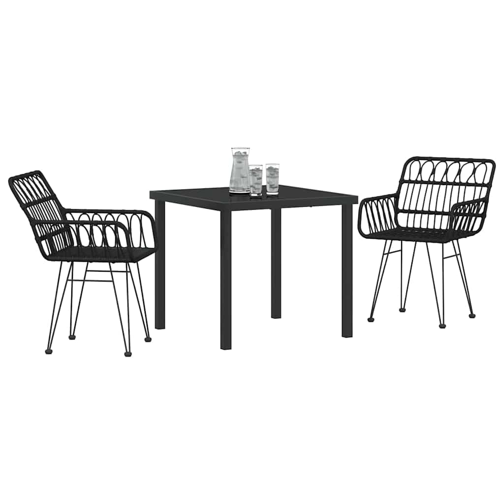 Hage Spisegruppe 3 pcs Svart Pulverlakkert stål