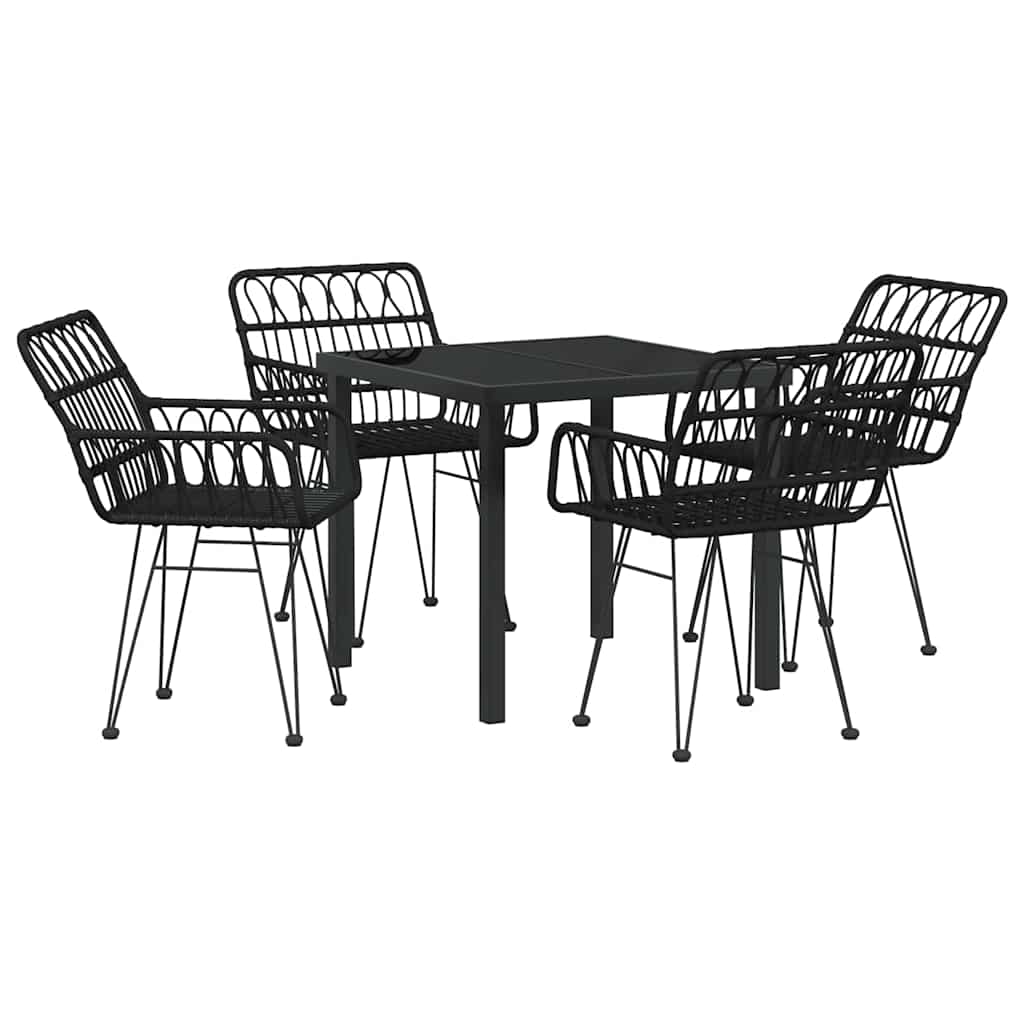 Hage Spisegruppe 5 pcs Svart Pulverlakkert stål