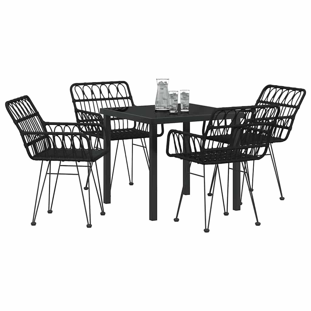 Hage Spisegruppe 5 pcs Svart Pulverlakkert stål