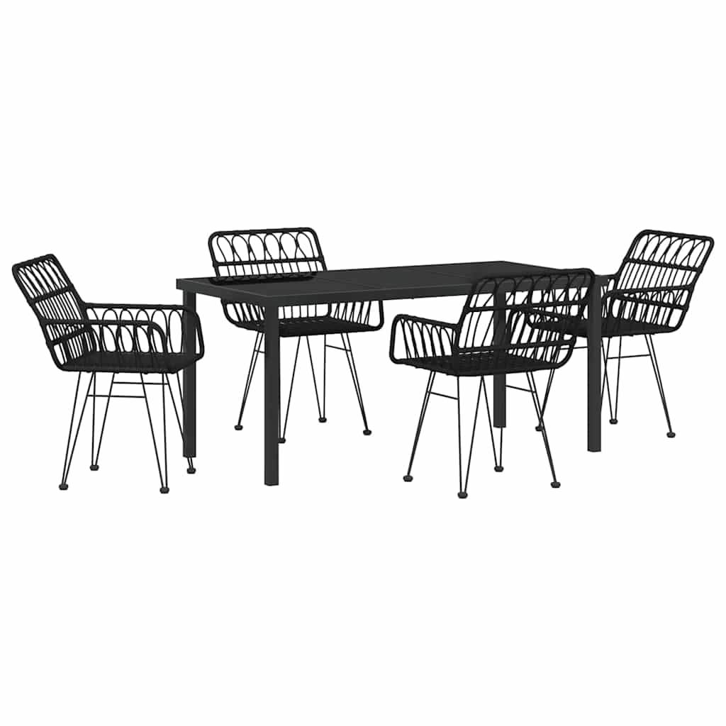 Hage Spisegruppe 5 pcs Svart Pulverlakkert stål