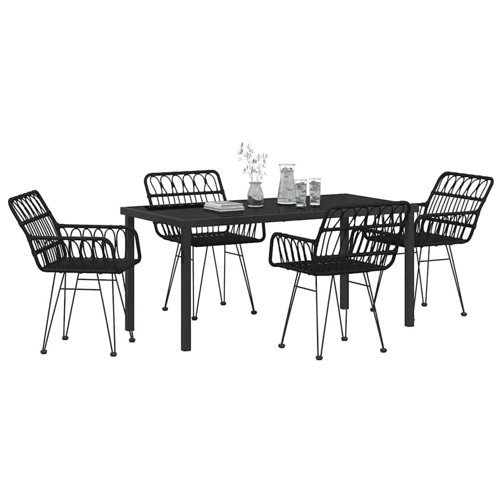 Hage Spisegruppe 5 pcs Svart Pulverlakkert stål