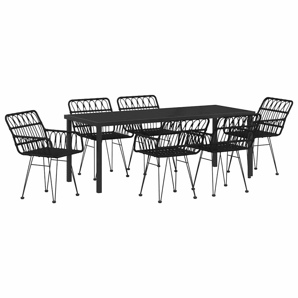 Hage Spisegruppe 7 pcs Svart Pulverlakkert stål