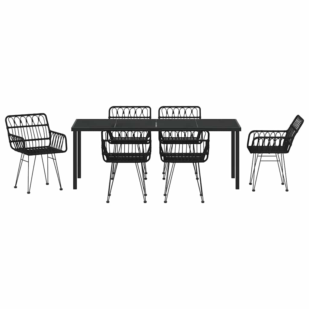 Hage Spisegruppe 7 pcs Svart Pulverlakkert stål