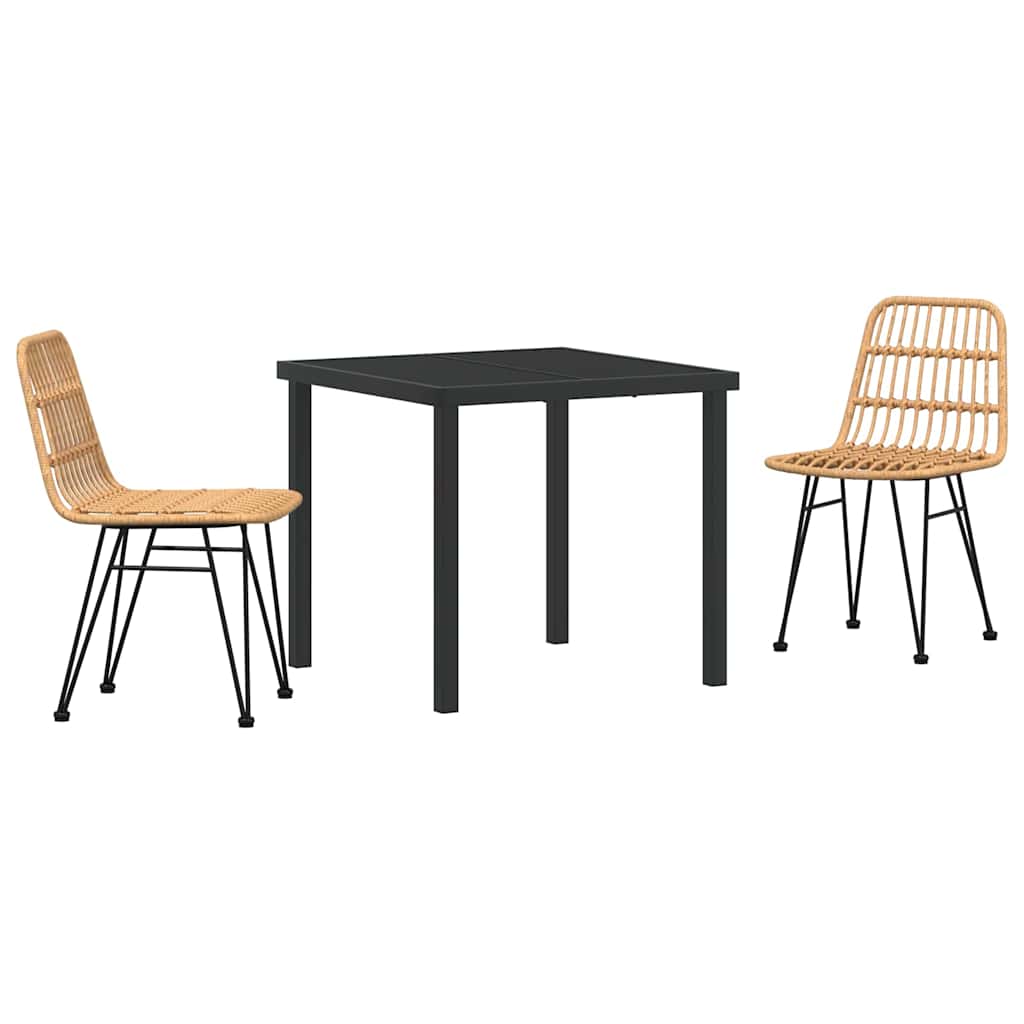 Hage Spisegruppe 3 pcs Brun Pulverlakkert stål