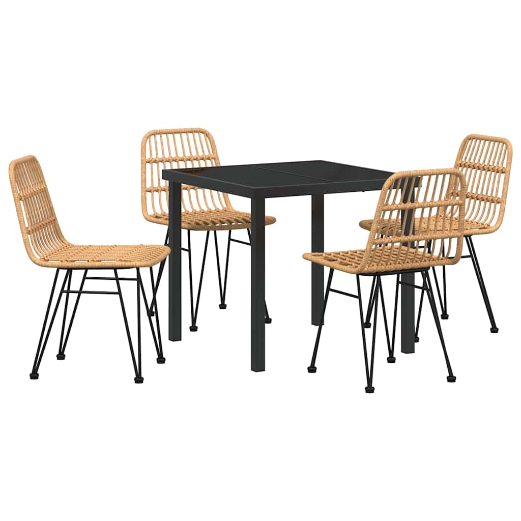 Hage Spisegruppe 5 pcs Brun Pulverlakkert stål