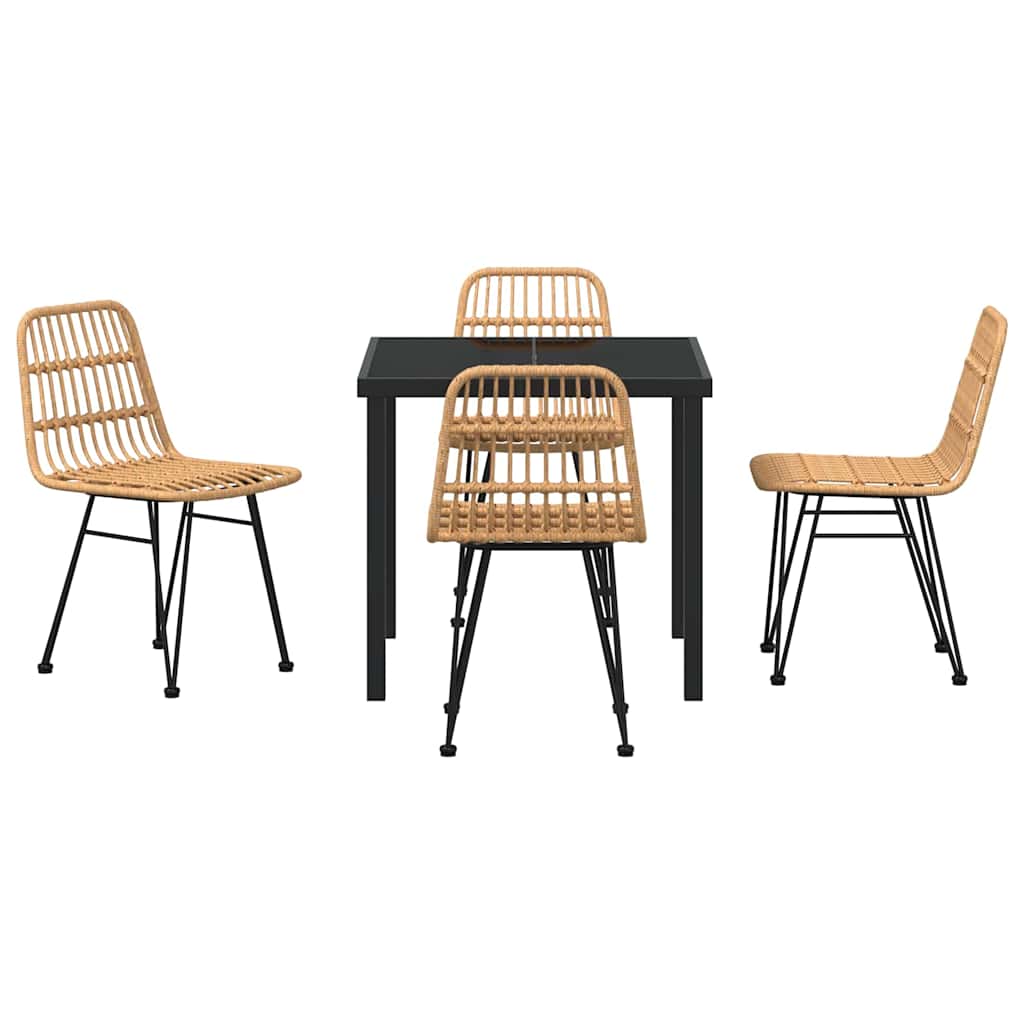 Hage Spisegruppe 5 pcs Brun Pulverlakkert stål