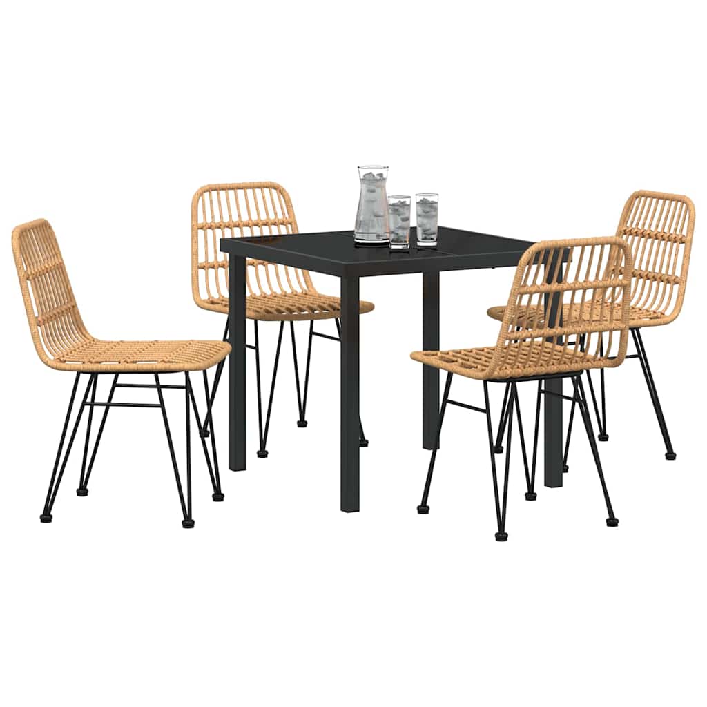 Hage Spisegruppe 5 pcs Brun Pulverlakkert stål
