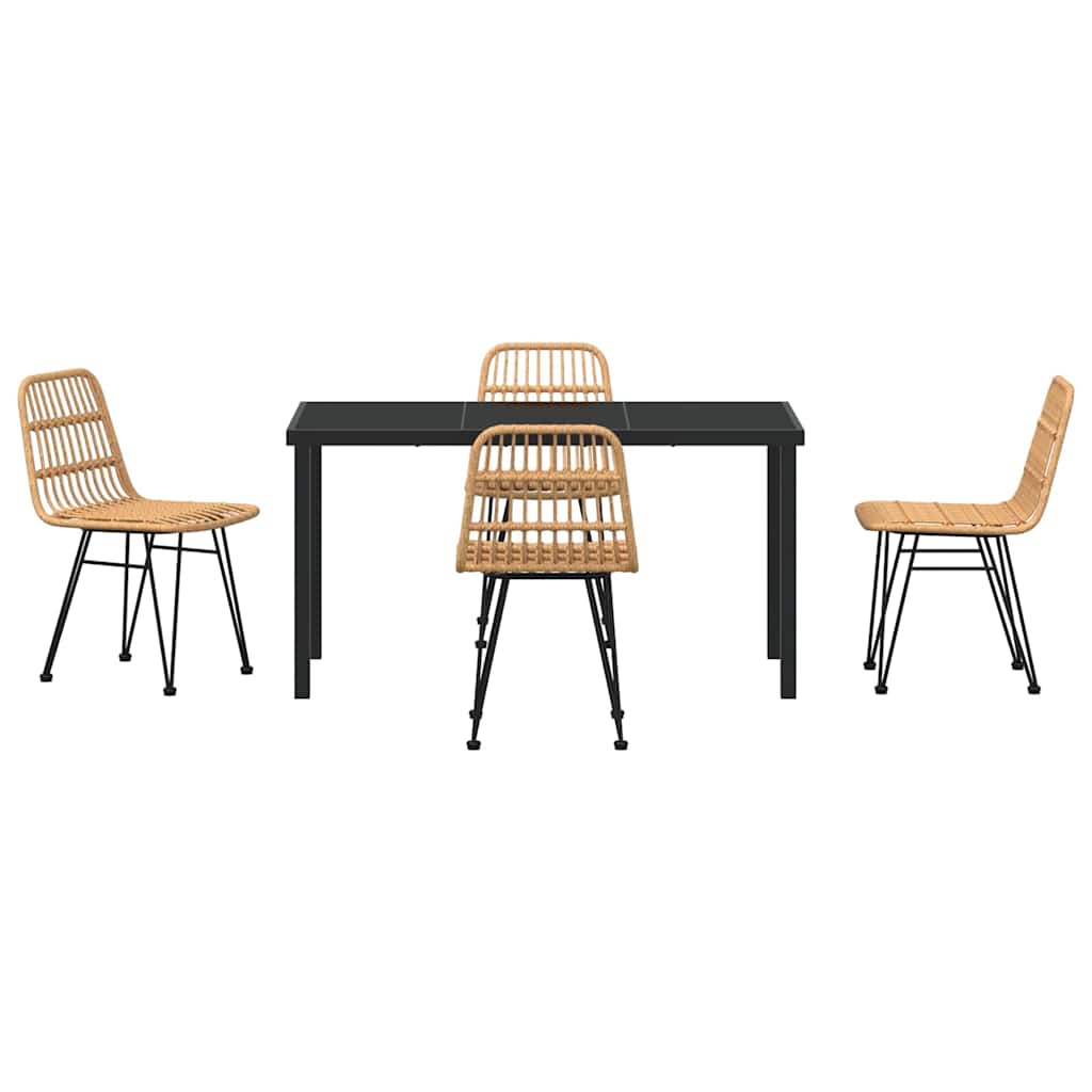 Hage Spisegruppe 5 pcs Brun Pulverlakkert stål