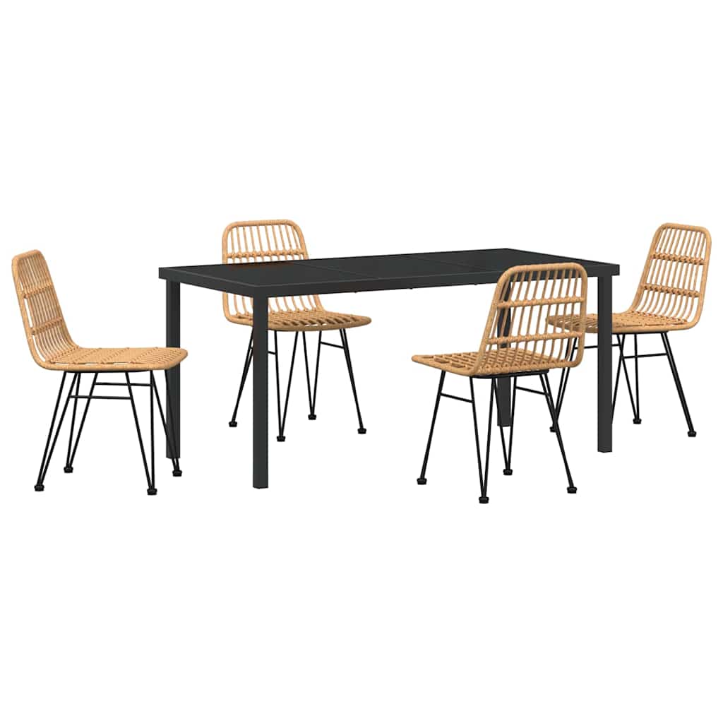 Hage Spisegruppe 5 pcs Brun Pulverlakkert stål