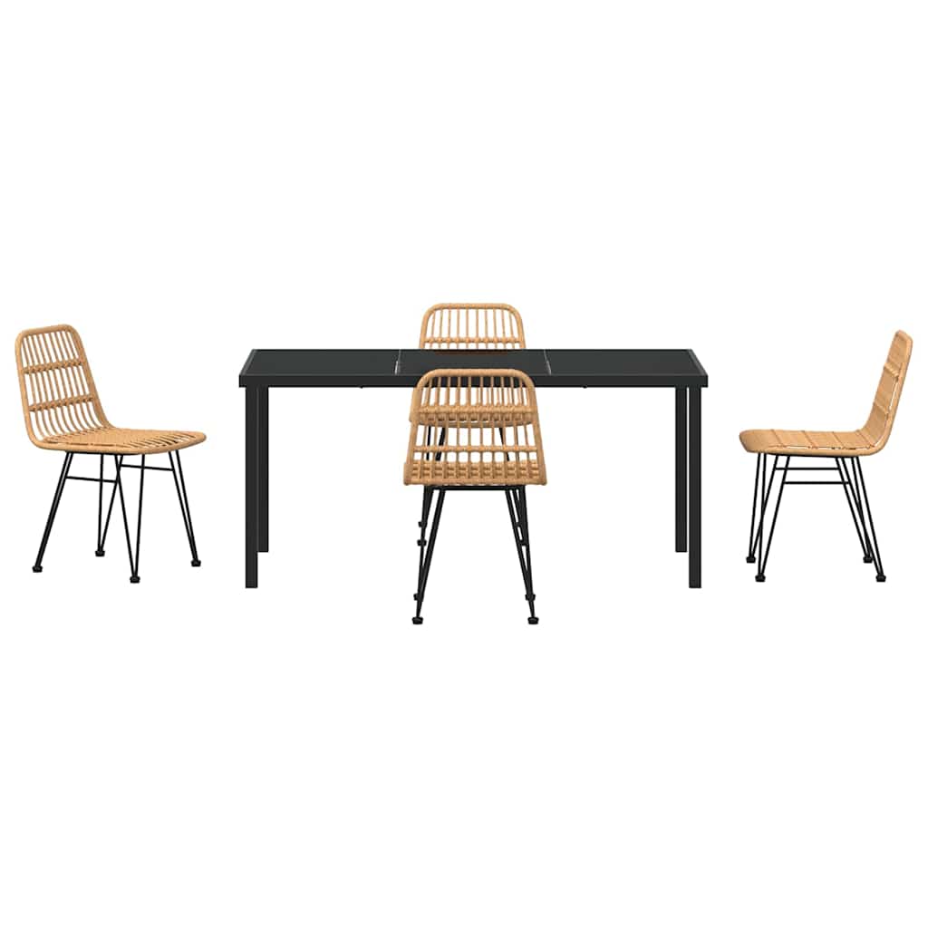 Hage Spisegruppe 5 pcs Brun Pulverlakkert stål