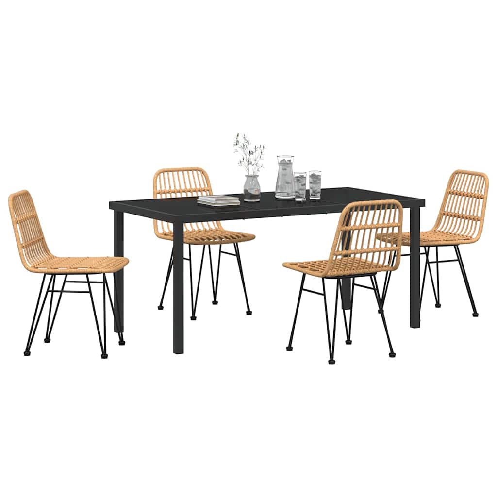 Hage Spisegruppe 5 pcs Brun Pulverlakkert stål