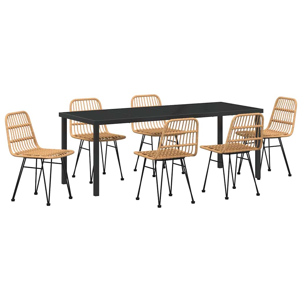 Hage Spisegruppe 7 pcs Brun Pulverlakkert stål