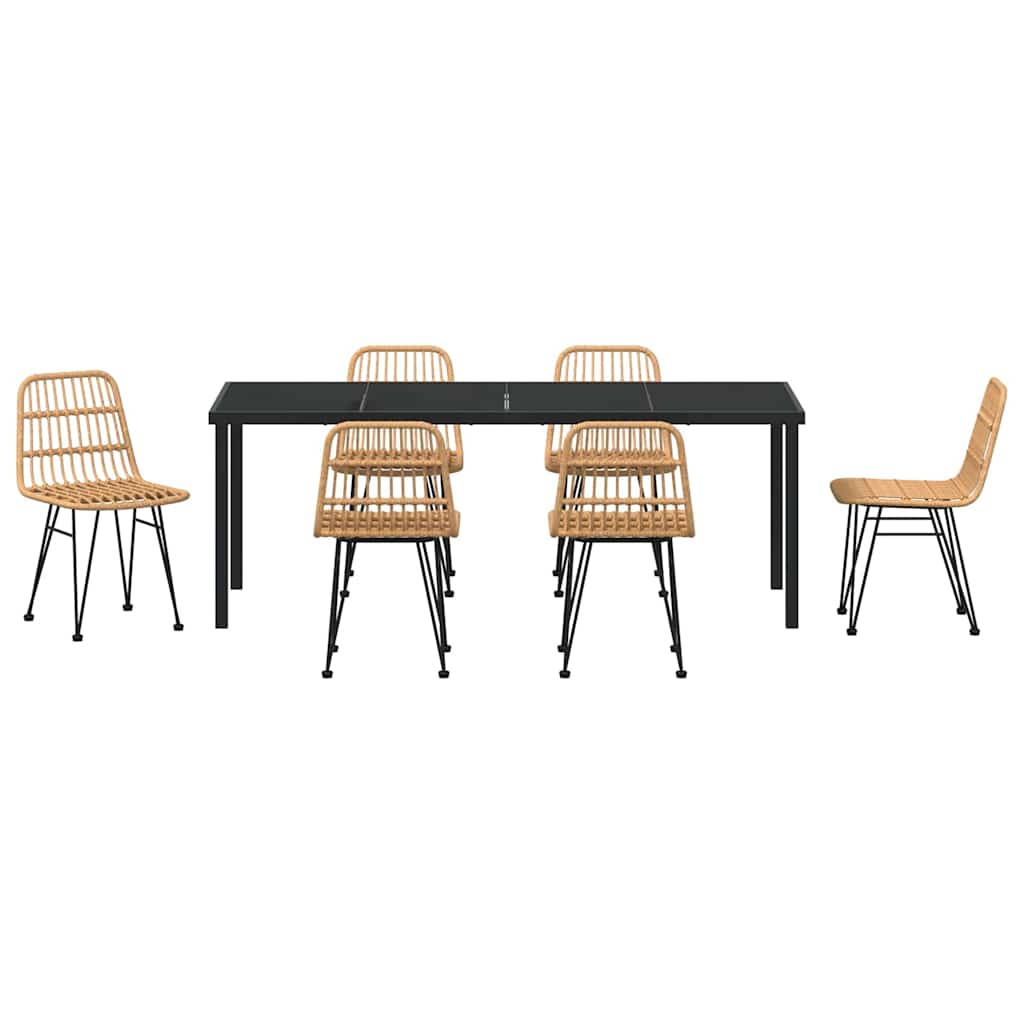 Hage Spisegruppe 7 pcs Brun Pulverlakkert stål