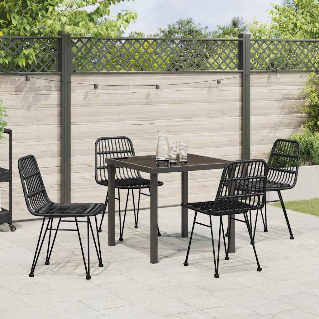 Hage Spisegruppe 5 pcs Svart Pulverlakkert stål