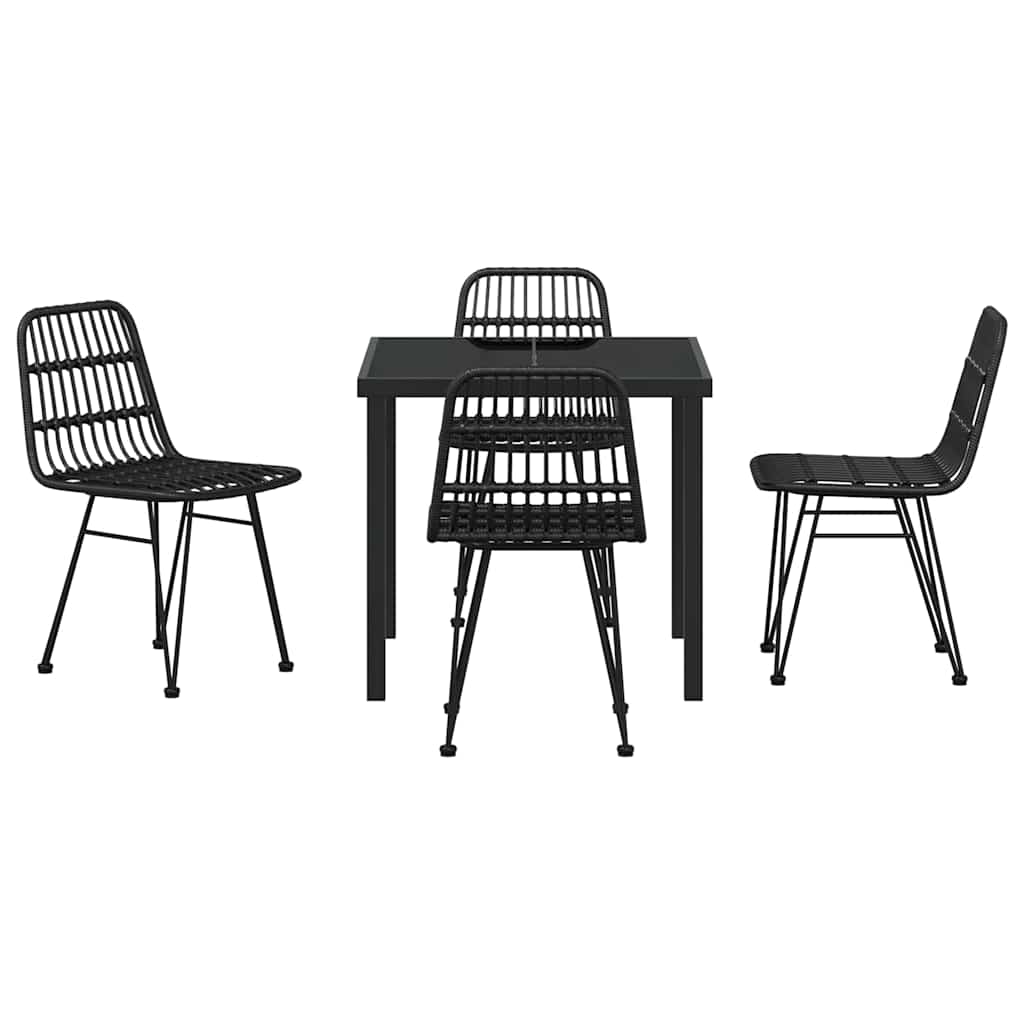 Hage Spisegruppe 5 pcs Svart Pulverlakkert stål