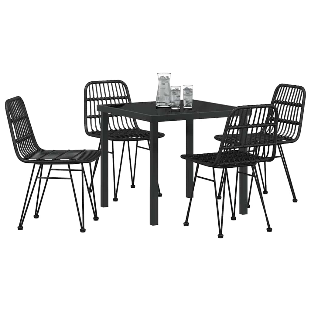 Hage Spisegruppe 5 pcs Svart Pulverlakkert stål