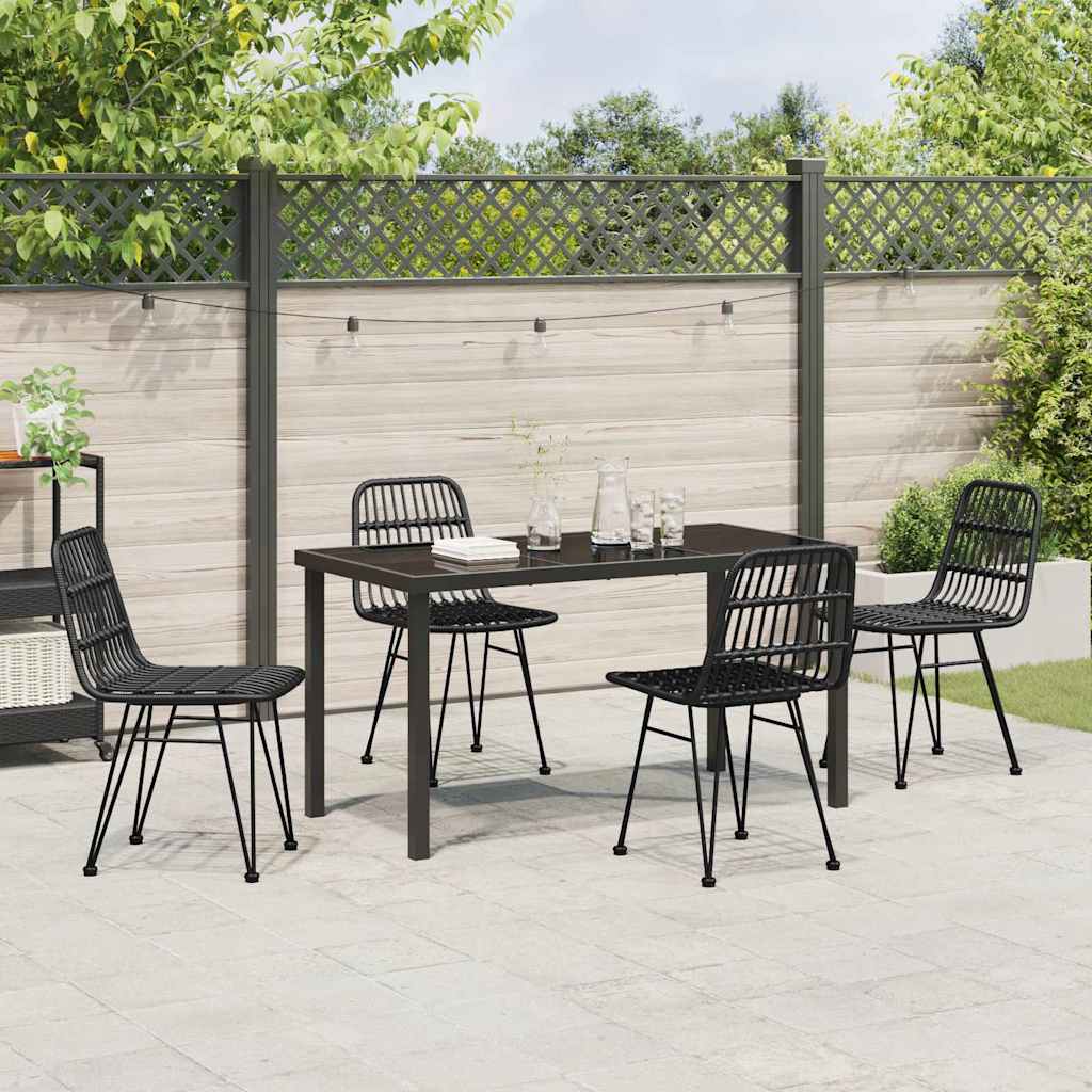 Hage Spisegruppe 5 pcs Svart Pulverlakkert stål