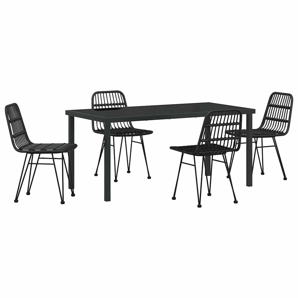 Hage Spisegruppe 5 pcs Svart Pulverlakkert stål