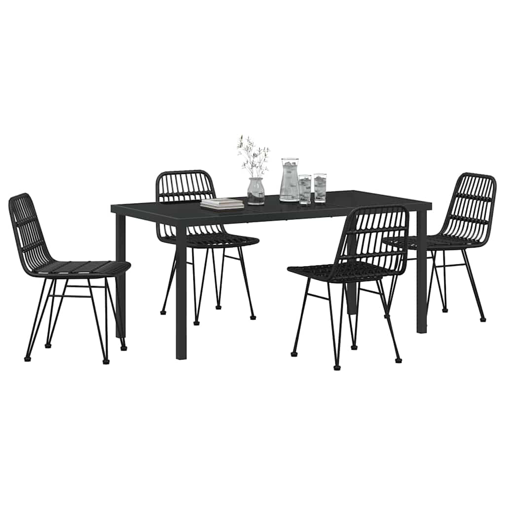 Hage Spisegruppe 5 pcs Svart Pulverlakkert stål