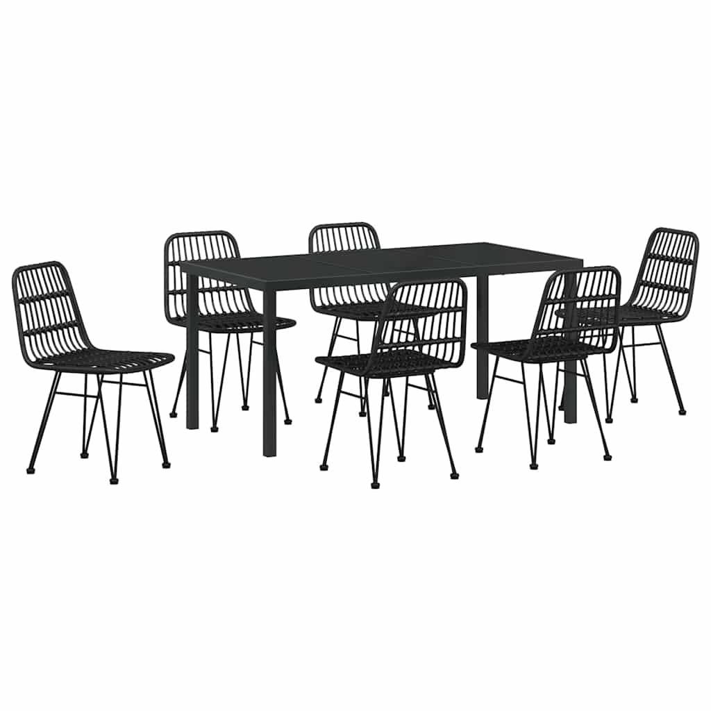 Hage Spisegruppe 7 pcs Svart Pulverlakkert stål