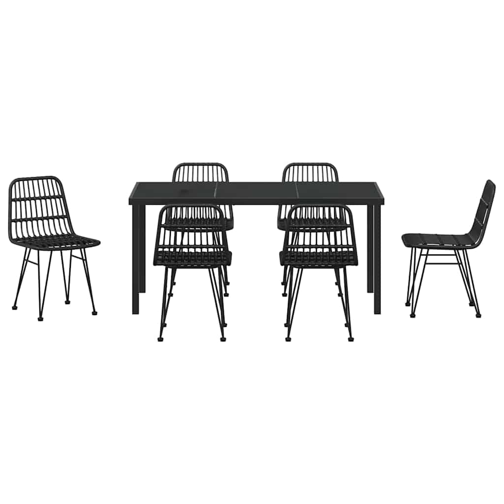 Hage Spisegruppe 7 pcs Svart Pulverlakkert stål