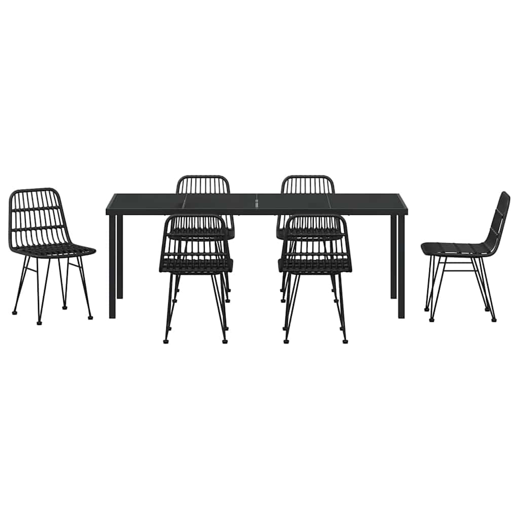 Hage Spisegruppe 7 pcs Svart Pulverlakkert stål