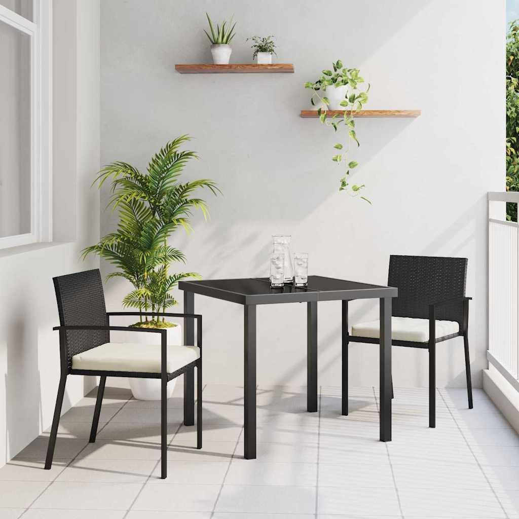 Hage Spisegruppe 3 pcs Svart Pulverlakkert stål