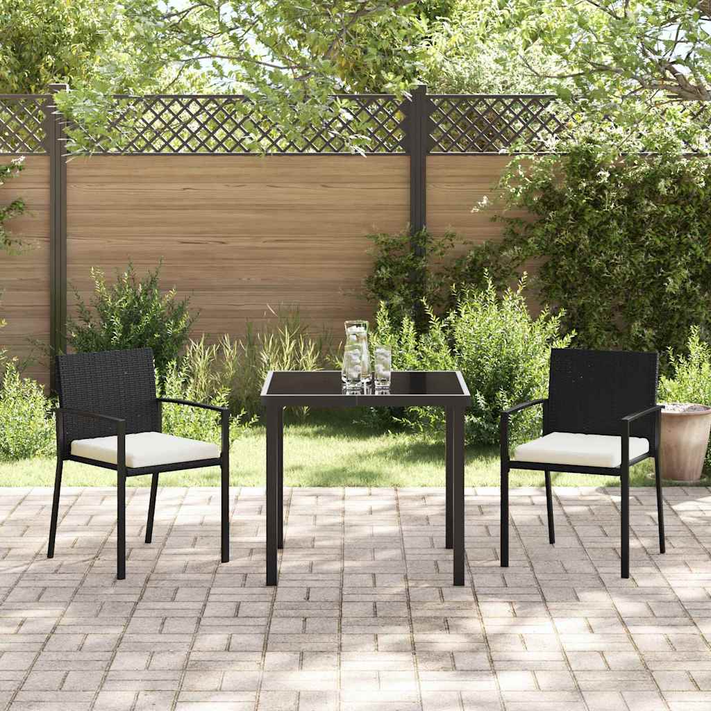 Hage Spisegruppe 3 pcs Svart Pulverlakkert stål