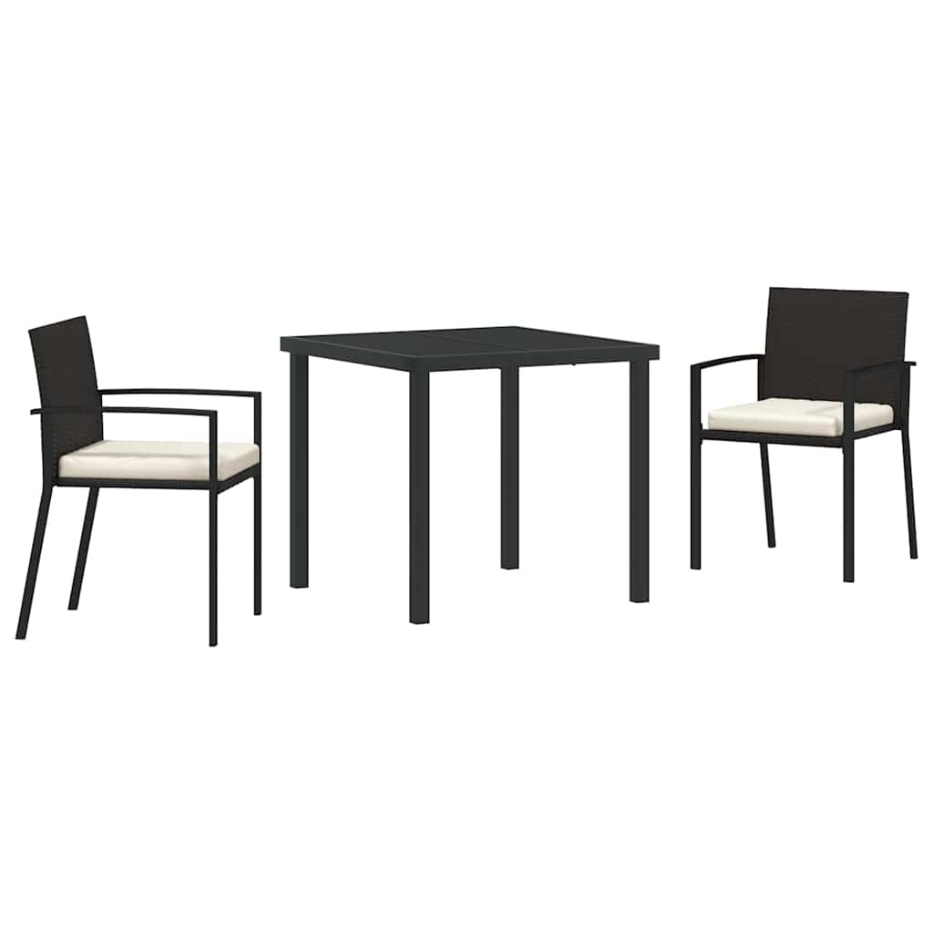 Hage Spisegruppe 3 pcs Svart Pulverlakkert stål