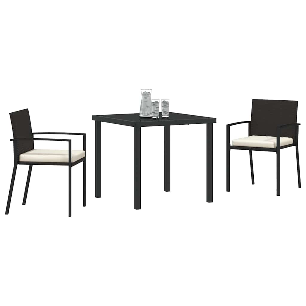 Hage Spisegruppe 3 pcs Svart Pulverlakkert stål