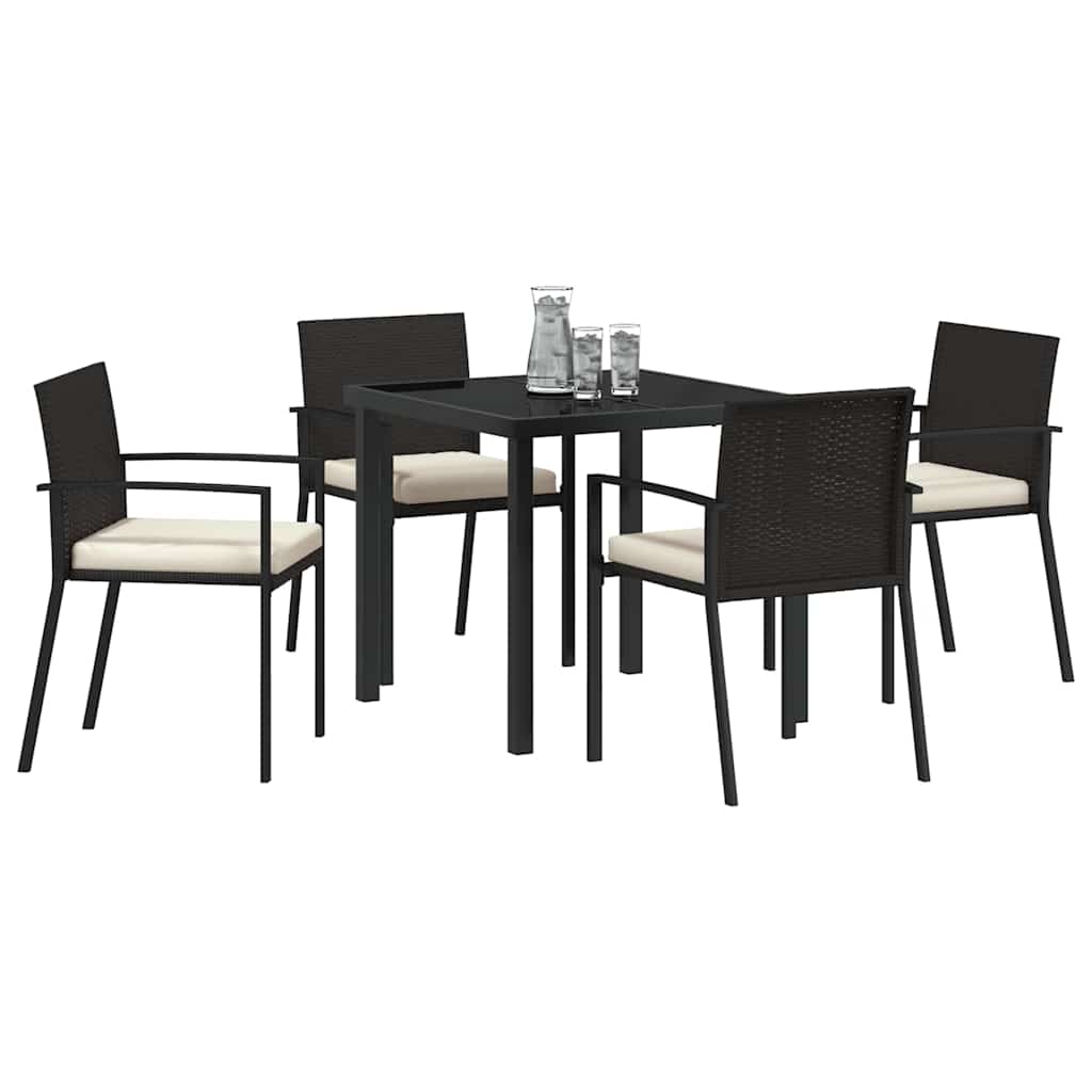 Hage Spisegruppe 5 pcs Svart Pulverlakkert stål