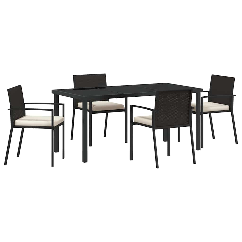 Hage Spisegruppe 5 pcs Svart Pulverlakkert stål