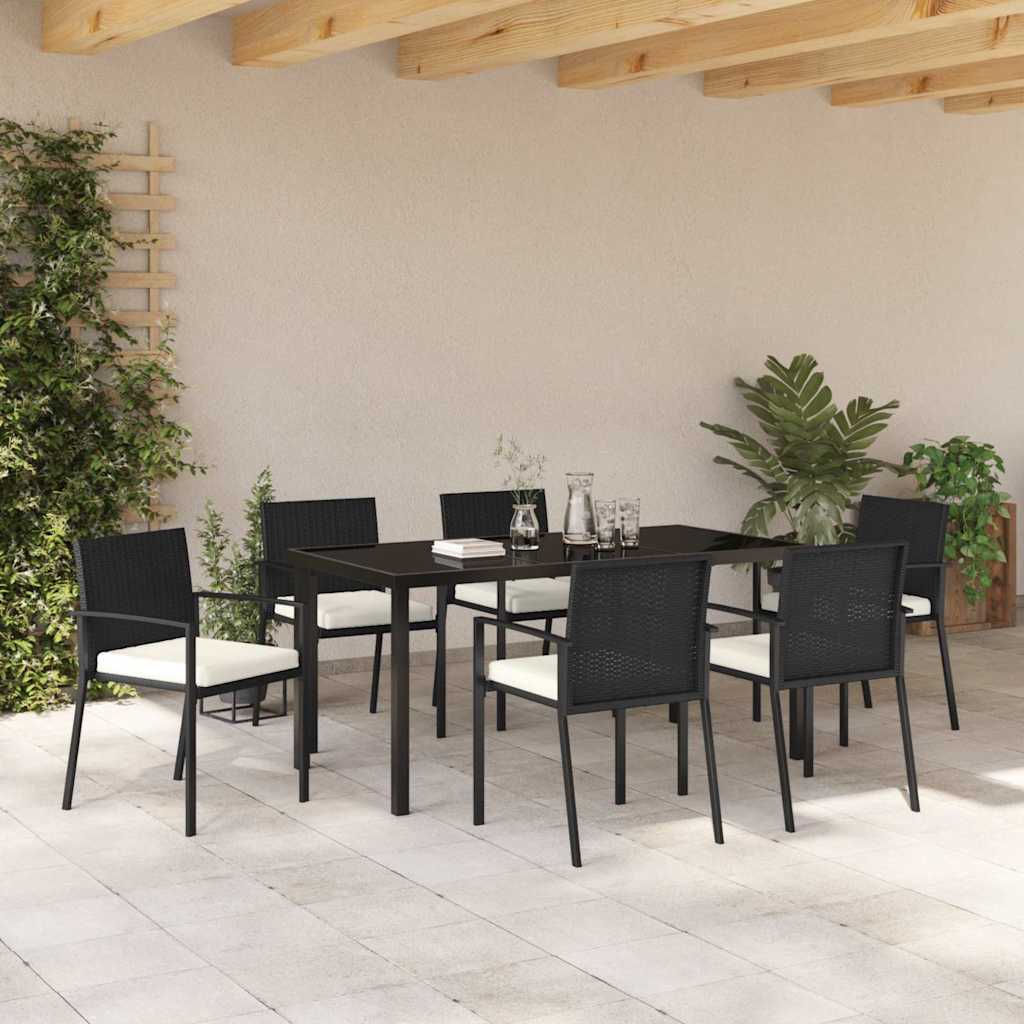Hage Spisegruppe 7 pcs Svart Pulverlakkert stål